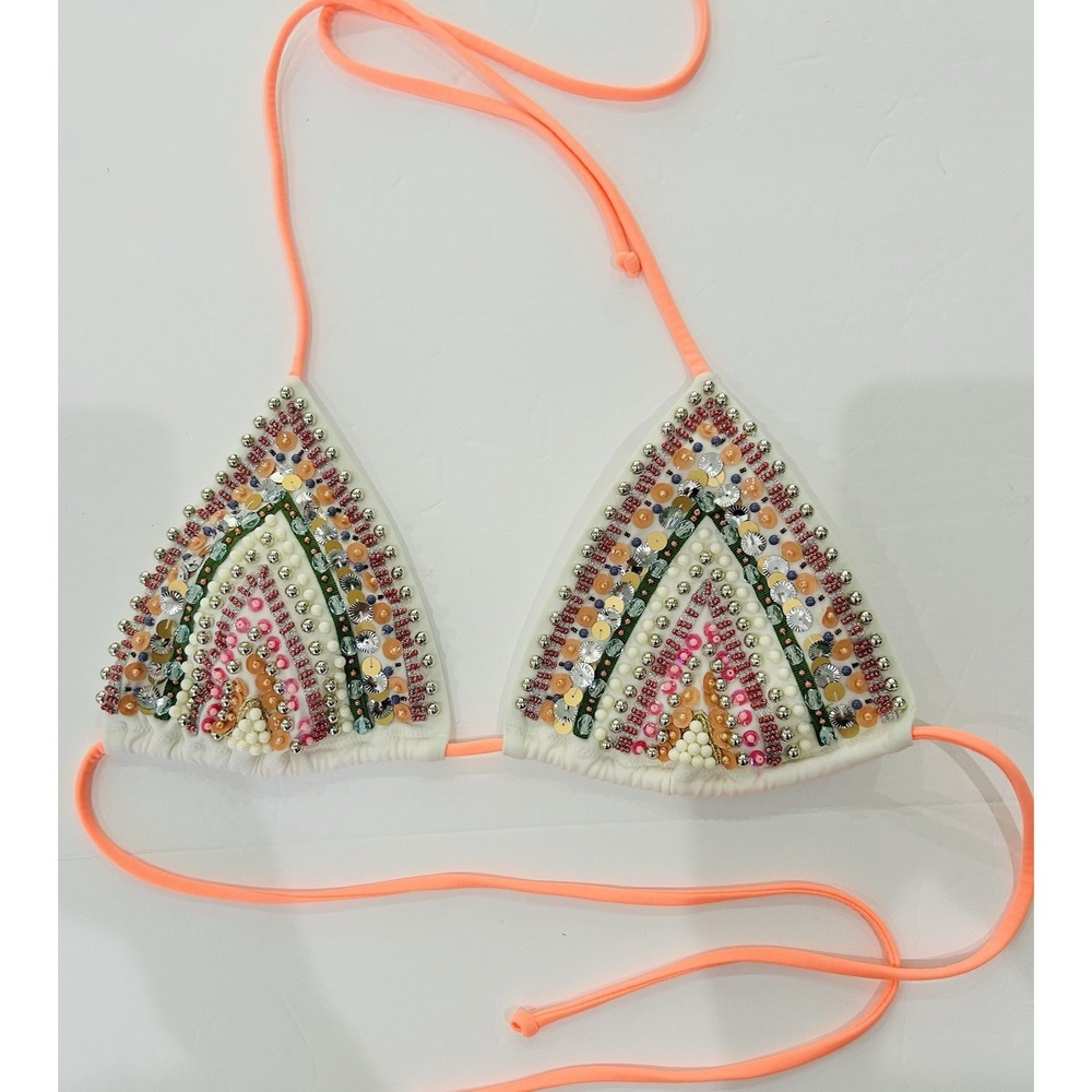 Vintage Victorias Secret 2011 Full Beaded Bikini Top Size M Y2K Rare‎ STUNNING